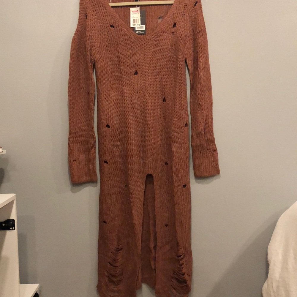 Long distressed Ash-Orange Sweater